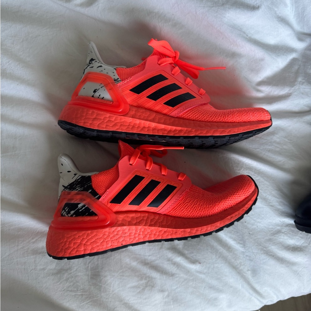 Adidas Kids' Bright Orange Sneakers with Black Stripes